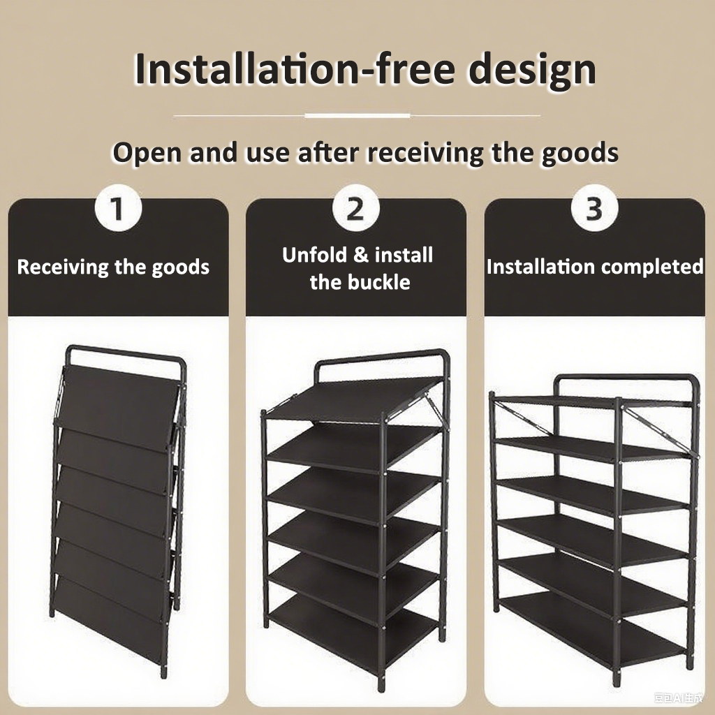 LiviEase Foldable Shoe Rack Pro-Patented Snap-On in 3s, Solid Dustproof ...