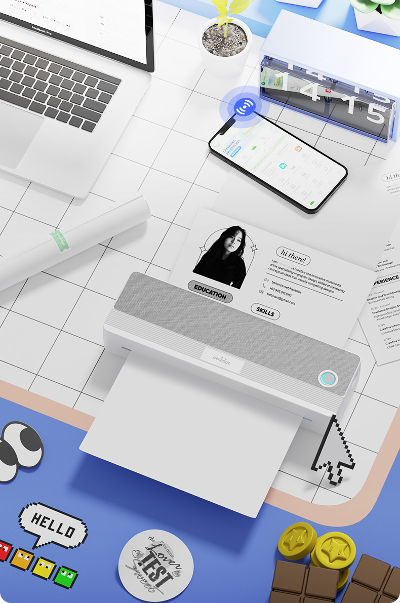 Peripage P81 Portable A4 Printer Wireless Bluetooth Thermal Printer ...