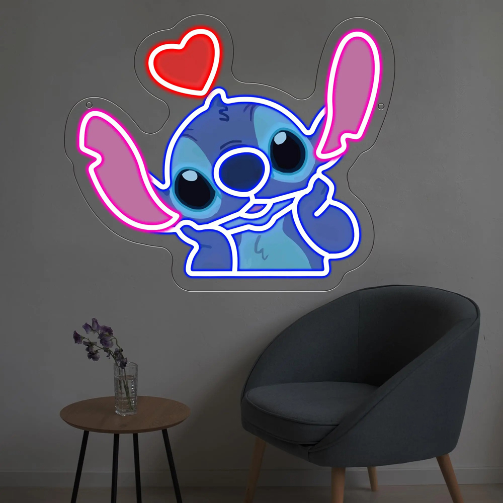 Stitch Neon Signs for Wall Decor Printed Cartoon Led Neon Light Sign