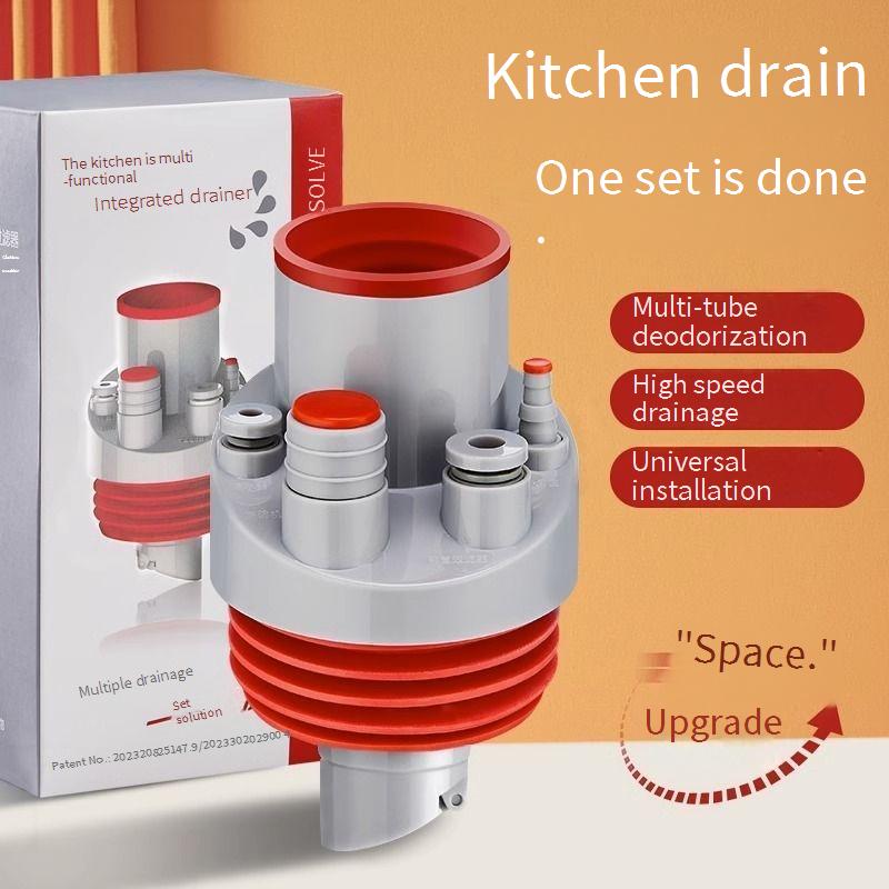 Multi-Functional Kitchen Sink Drain Pipe - Three-Way Odor Prevention ...