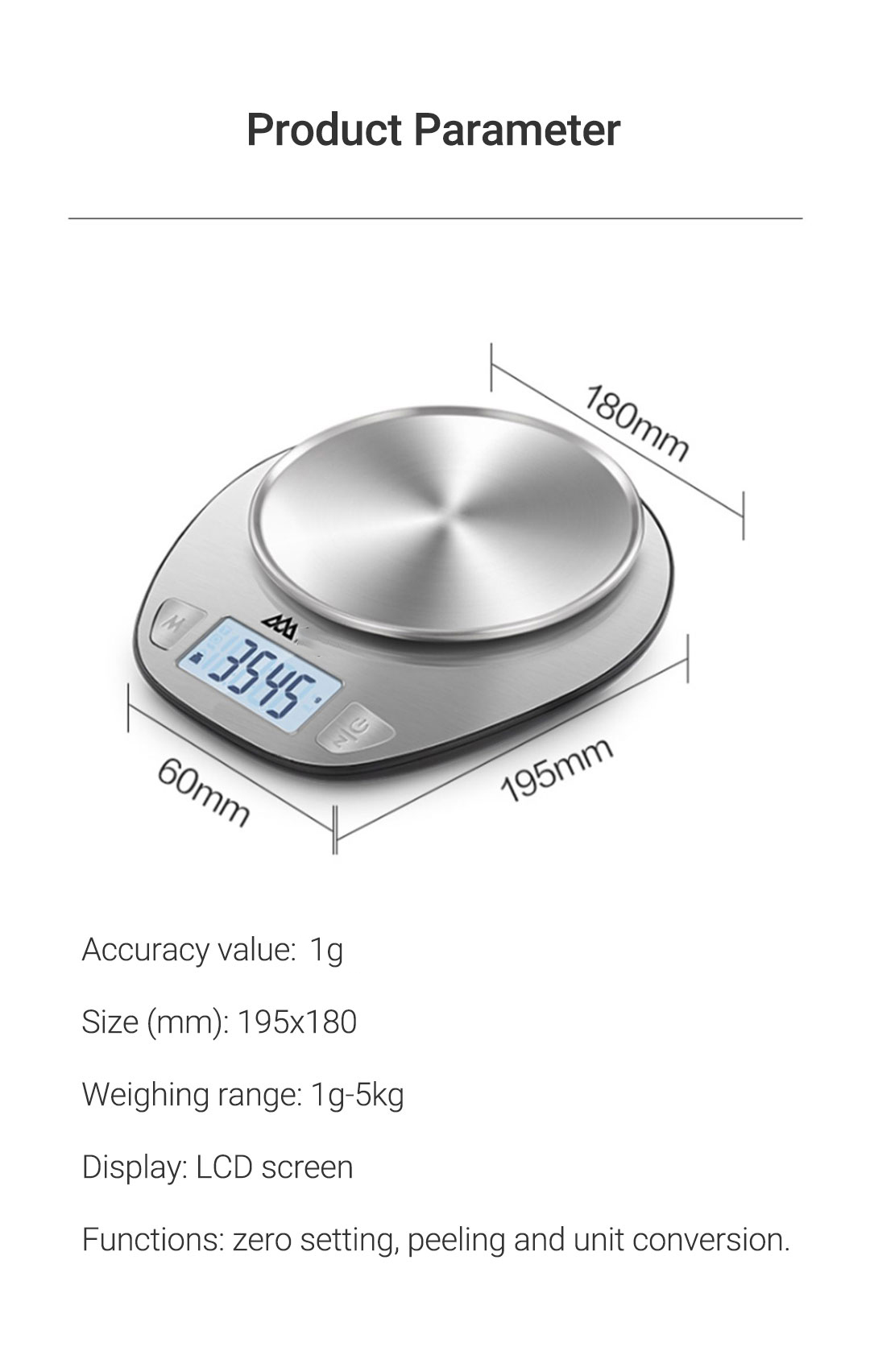 Camry Kitchen Electronic Scale 5kg High-Precision Weighing 1g Accuracy ...