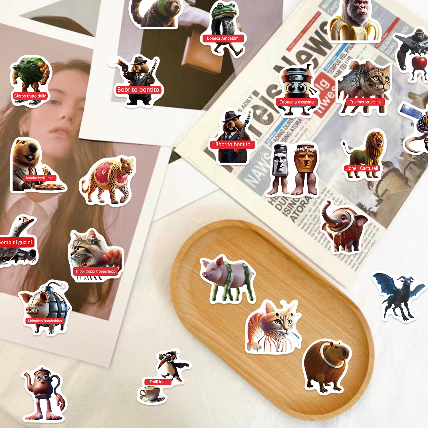 60PCS Hot Italian Brainrot Stickers Vinyl Waterproof For Laptop IPAD ...