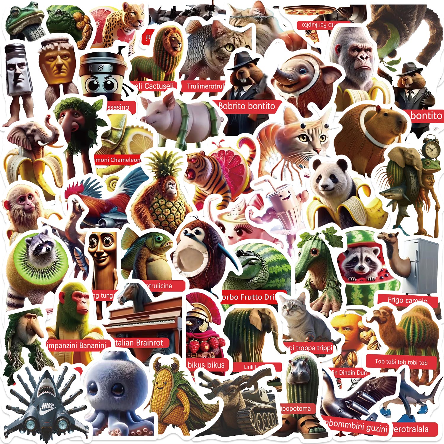 60PCS Hot Italian Brainrot Stickers Vinyl Waterproof For Laptop IPAD ...