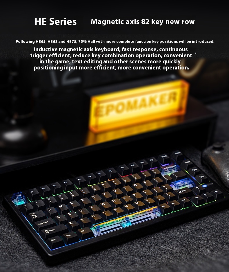 EPOMAKER HE80 Wired Magnetic Keyboard Hot swappable RGB 8K GASKET ...