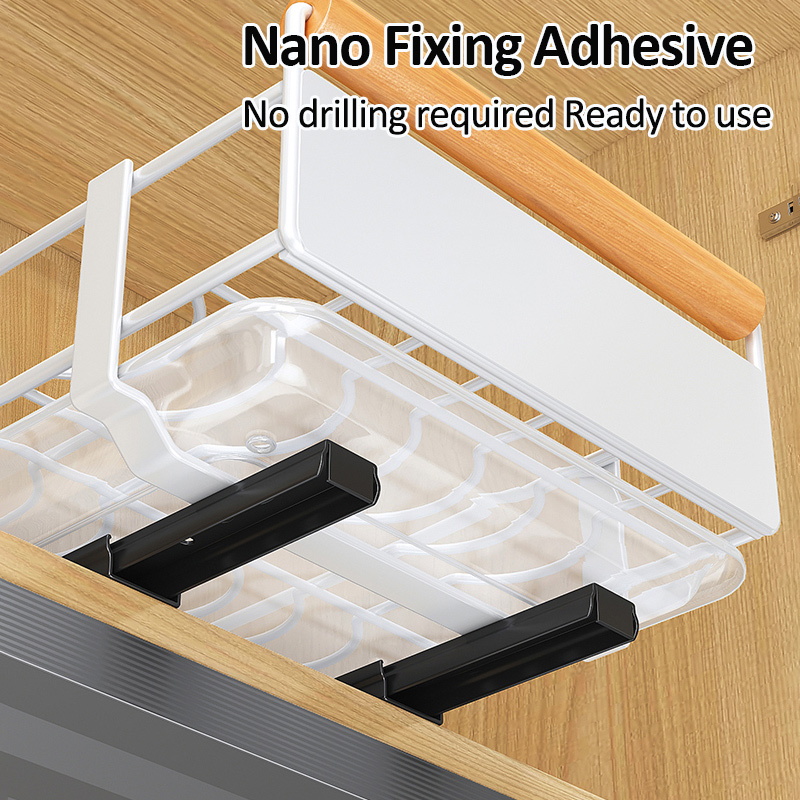 iSPECLE Kitchen Cabinet Pull Out Dish & Bowl Rack With Slide Rails ...
