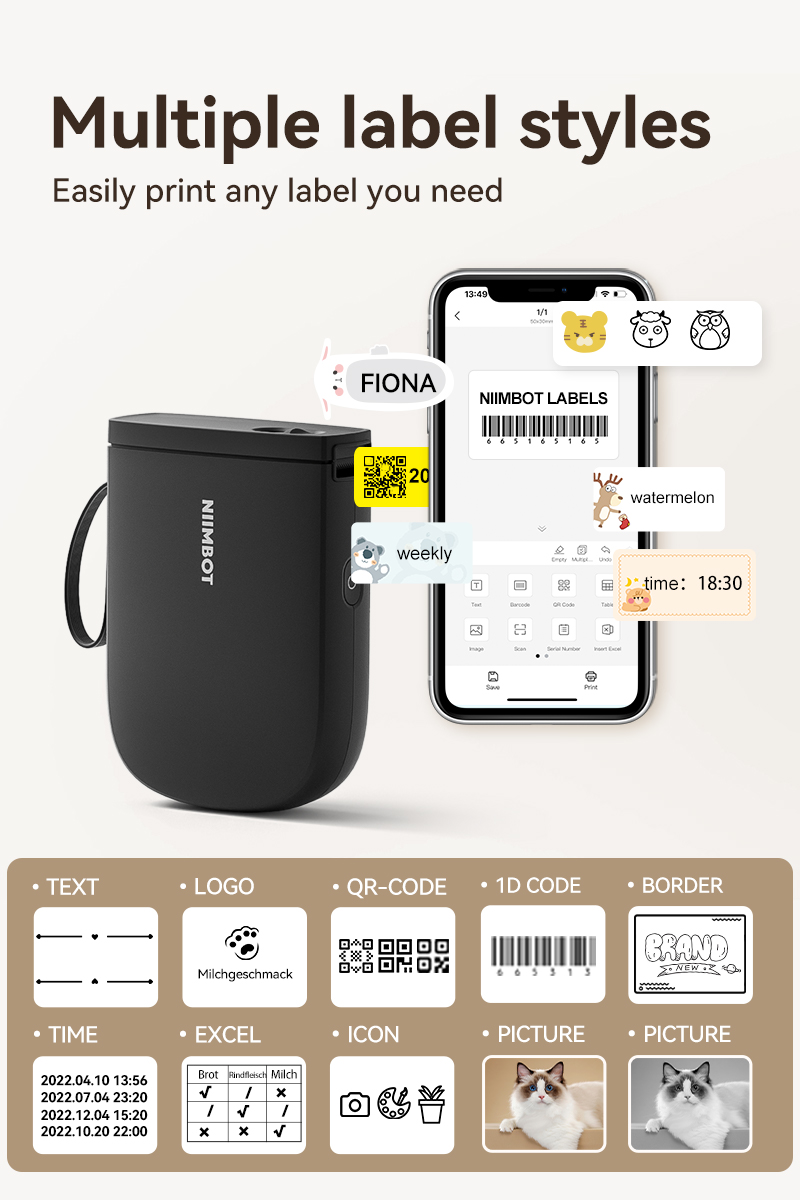 Niimbot D110/D11 Label Printer Handheld Portable Switch Sticker Printer ...