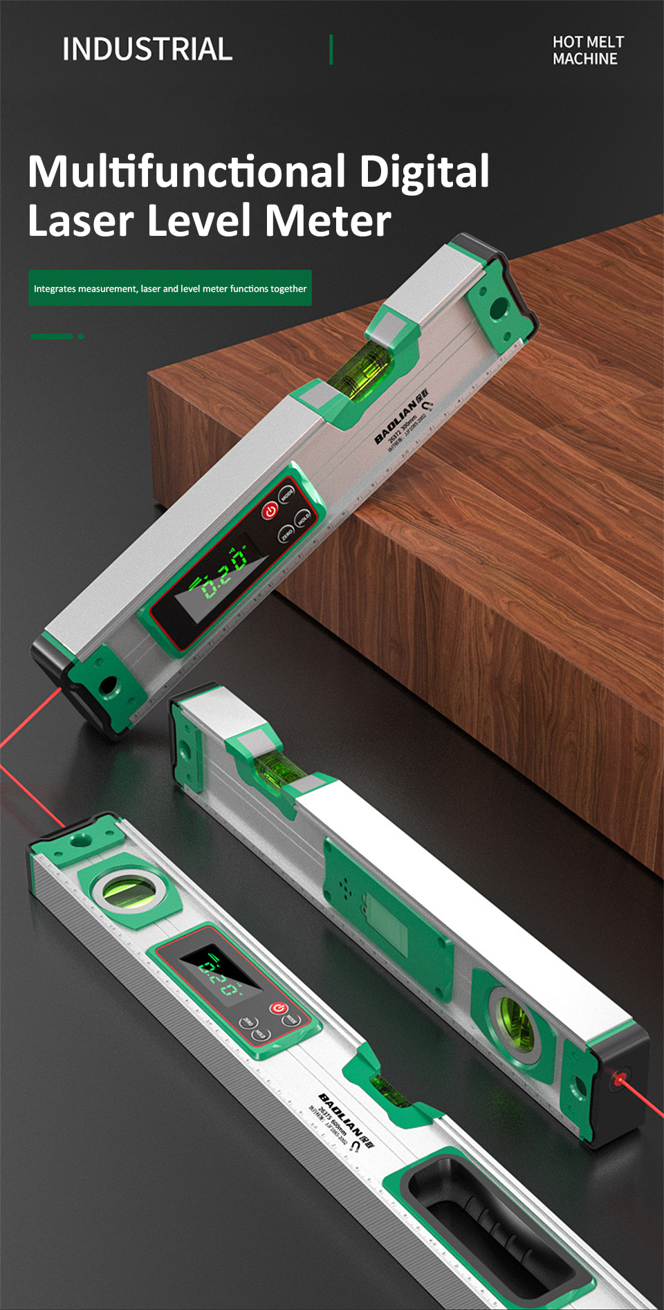 3-in-1 Precision Digital Level Ruler 30/40/50CM Magnetic Level Ruler ...
