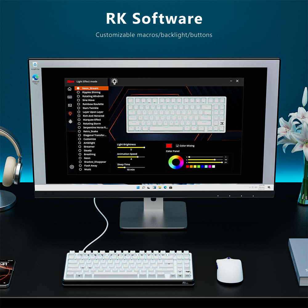 Royal Kludge RK X87 Black Night 88 Key 80% With Gasket Wired Mechanical ...