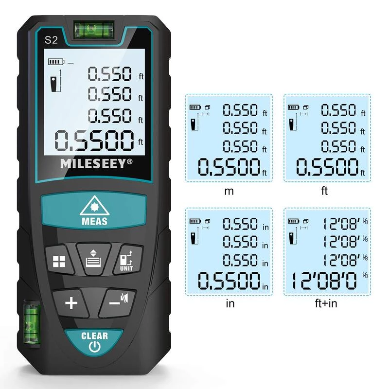 Mileseey S5R Laser Rangefinder 120M Digital Laser Distance Meter with 2 ...