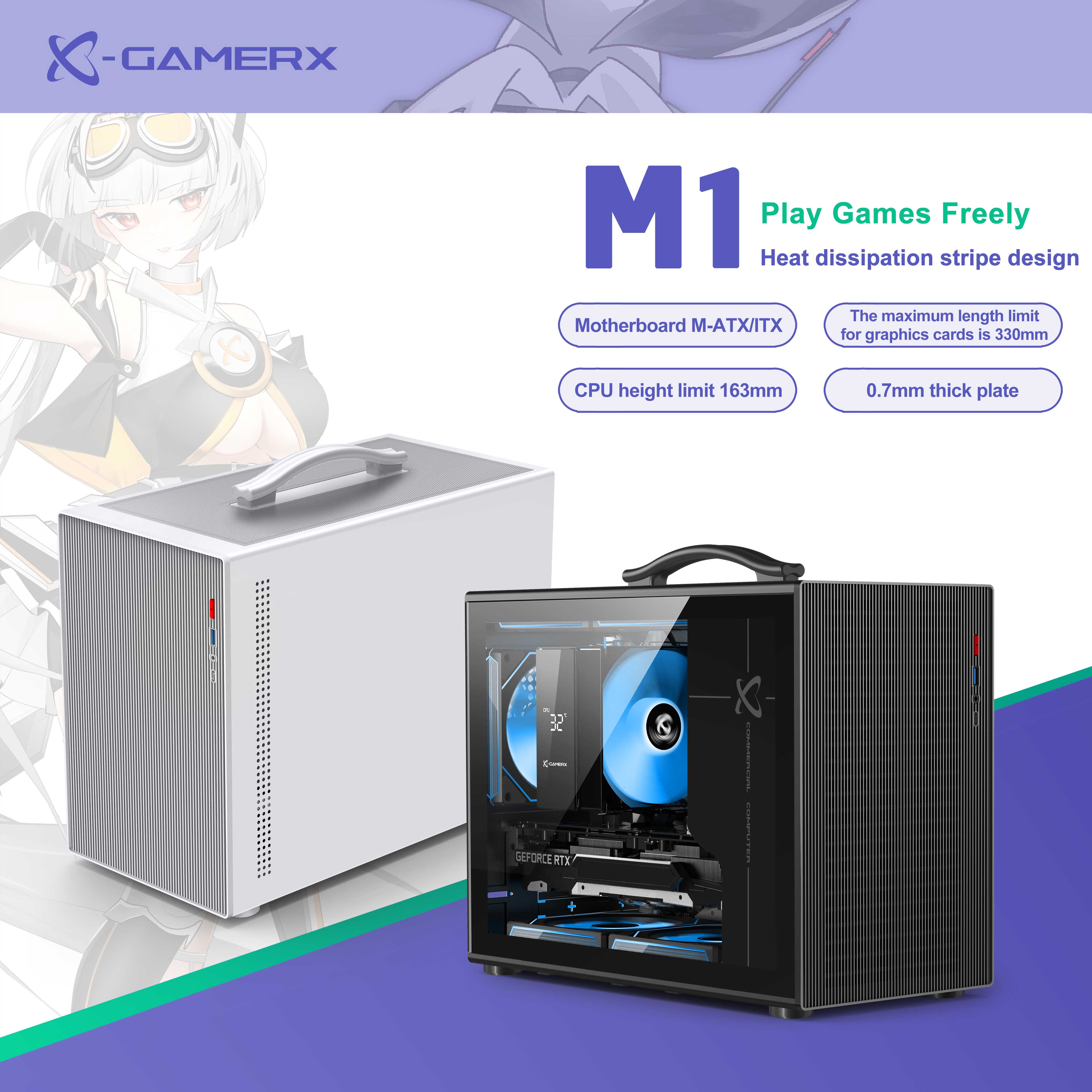 Power Train X-GAMERX M1 Handheld Portable Computer Case Side ...