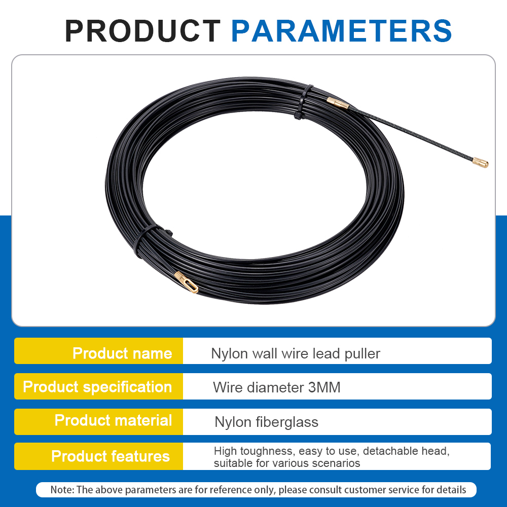 3mm Black Nylon Wall Wire Lead Wire Puller Cable Electrician Spring ...