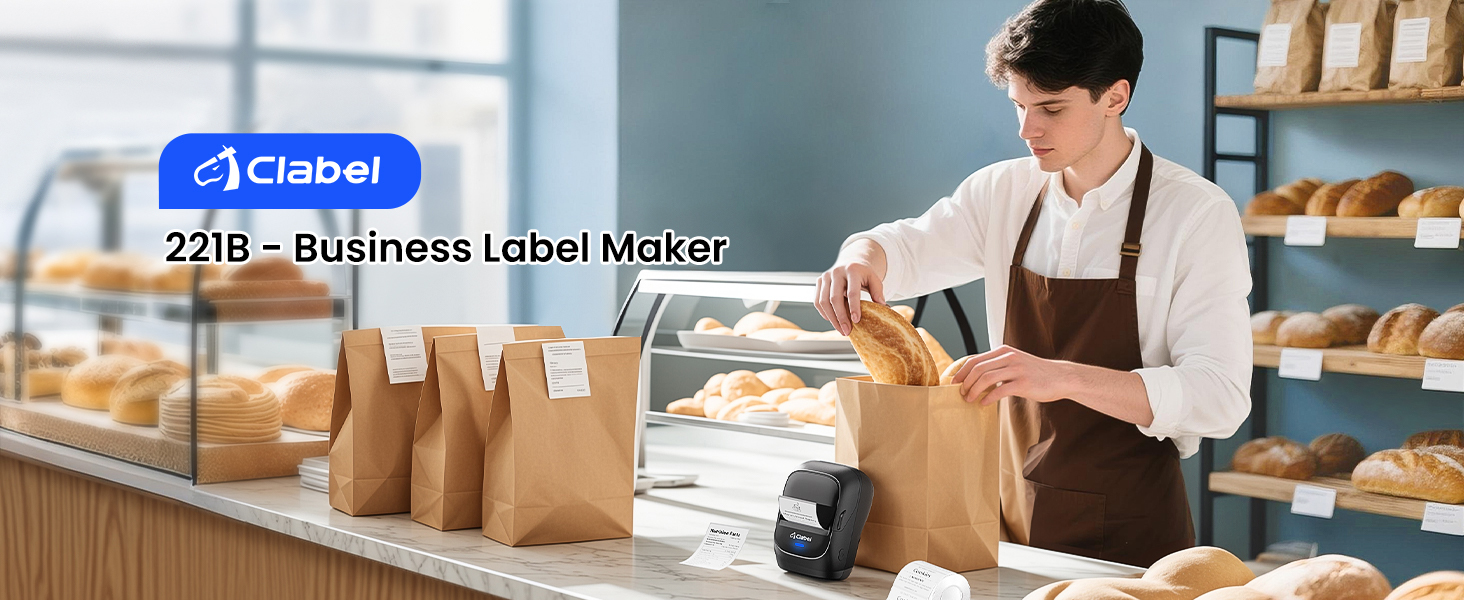 CLABEL 221B Wireless Bluetooth Thermal Label Printer Portable Handheld ...
