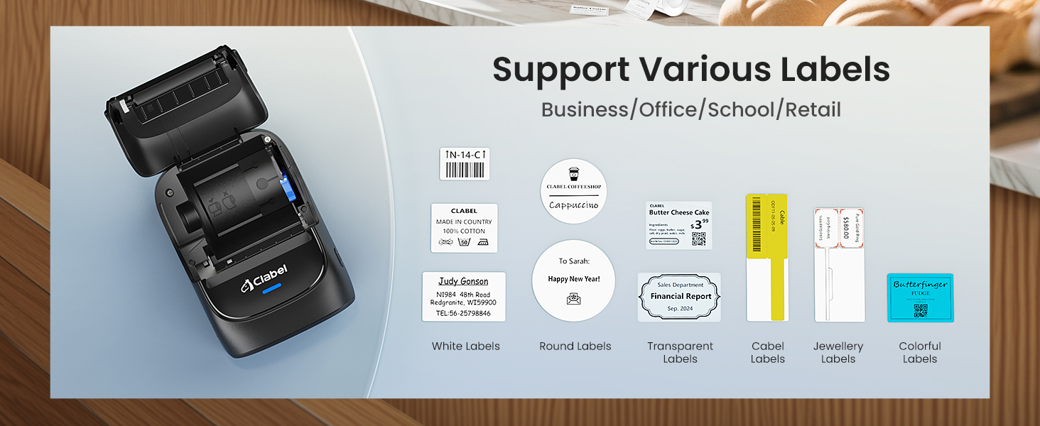 CLABEL 221B Wireless Bluetooth Thermal Label Printer Portable Handheld ...