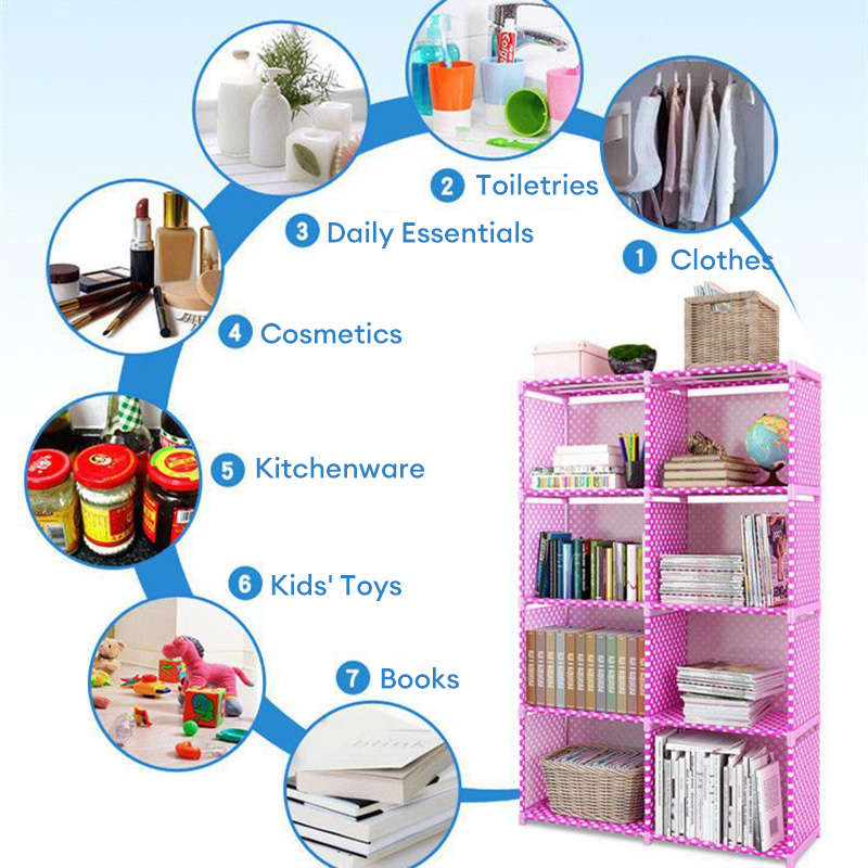 RAK Korean DIY Rak Buku 5 Tingkat Dengan 4 Lajur Multilayer Lightweight ...