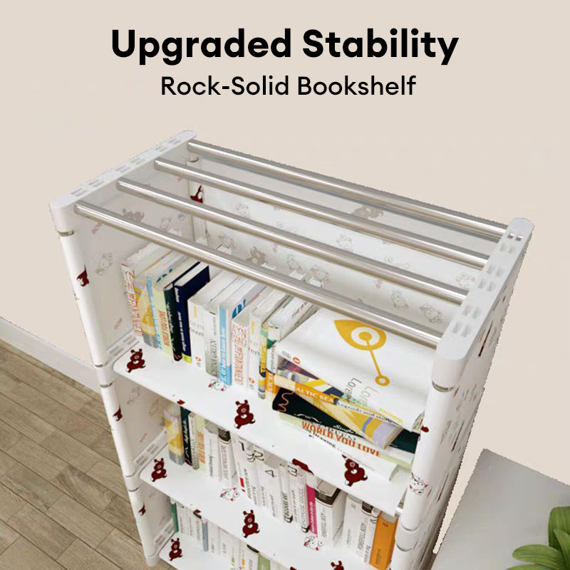 RAK Korean DIY Rak Buku 5 Tingkat Dengan 4 Lajur Multilayer Lightweight ...