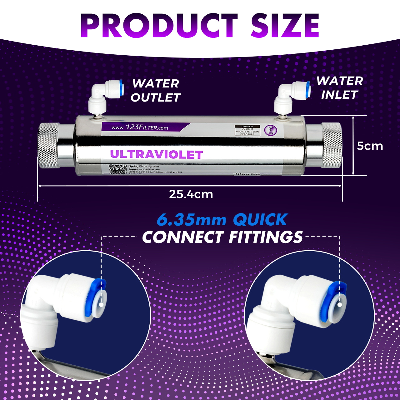 iSpring UVF11B UV Ultraviolet Light Water Filter UV lamp 11W 1 GPM ...