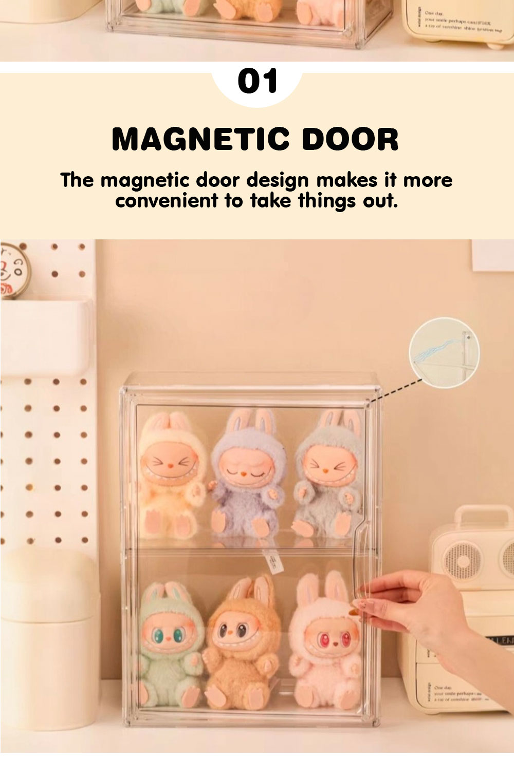HUHU HOMES Figure Display Box Wall-Mounted Transparent Display Case Toy ...