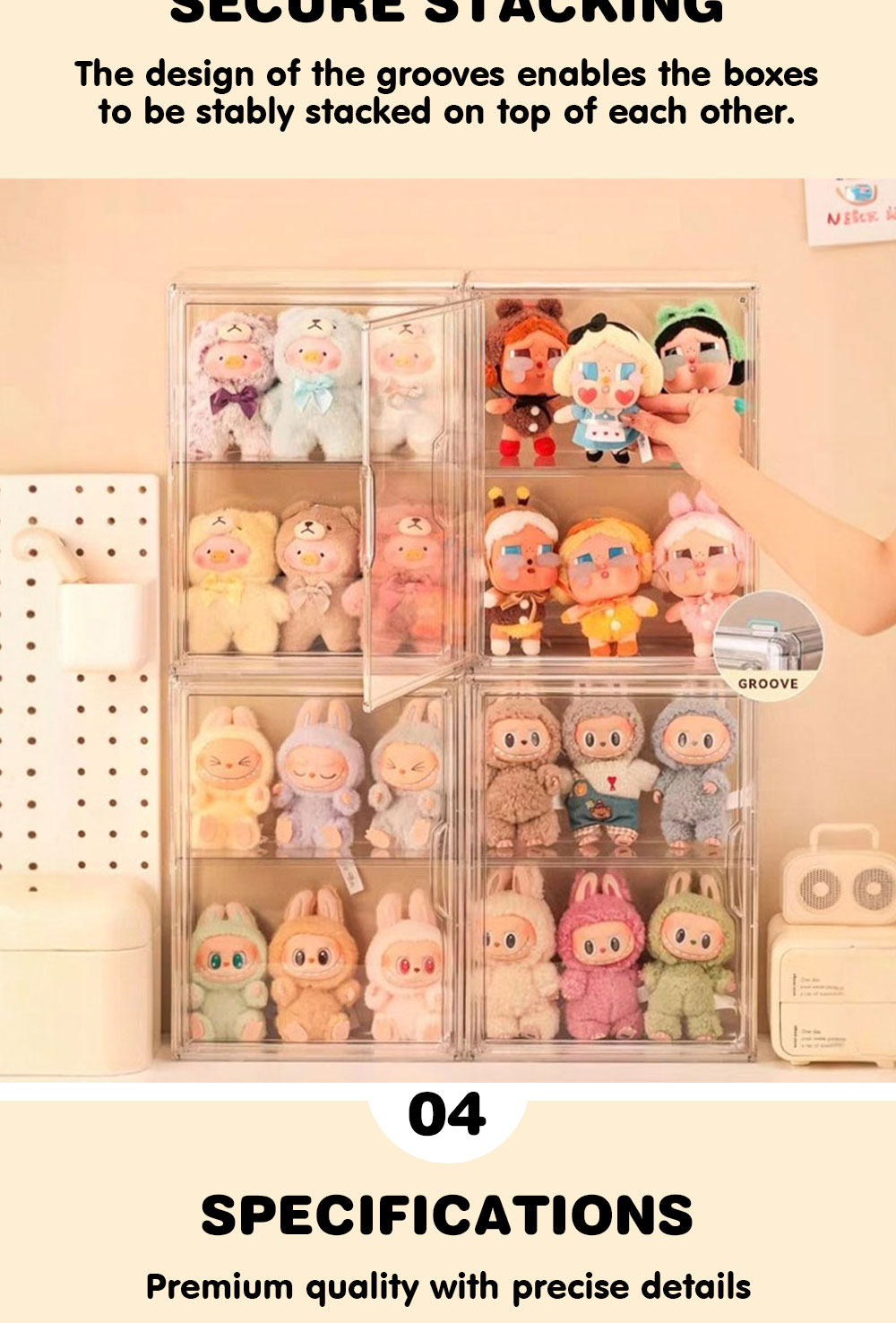 HUHU HOMES Figure Display Box Wall-Mounted Transparent Display Case Toy ...