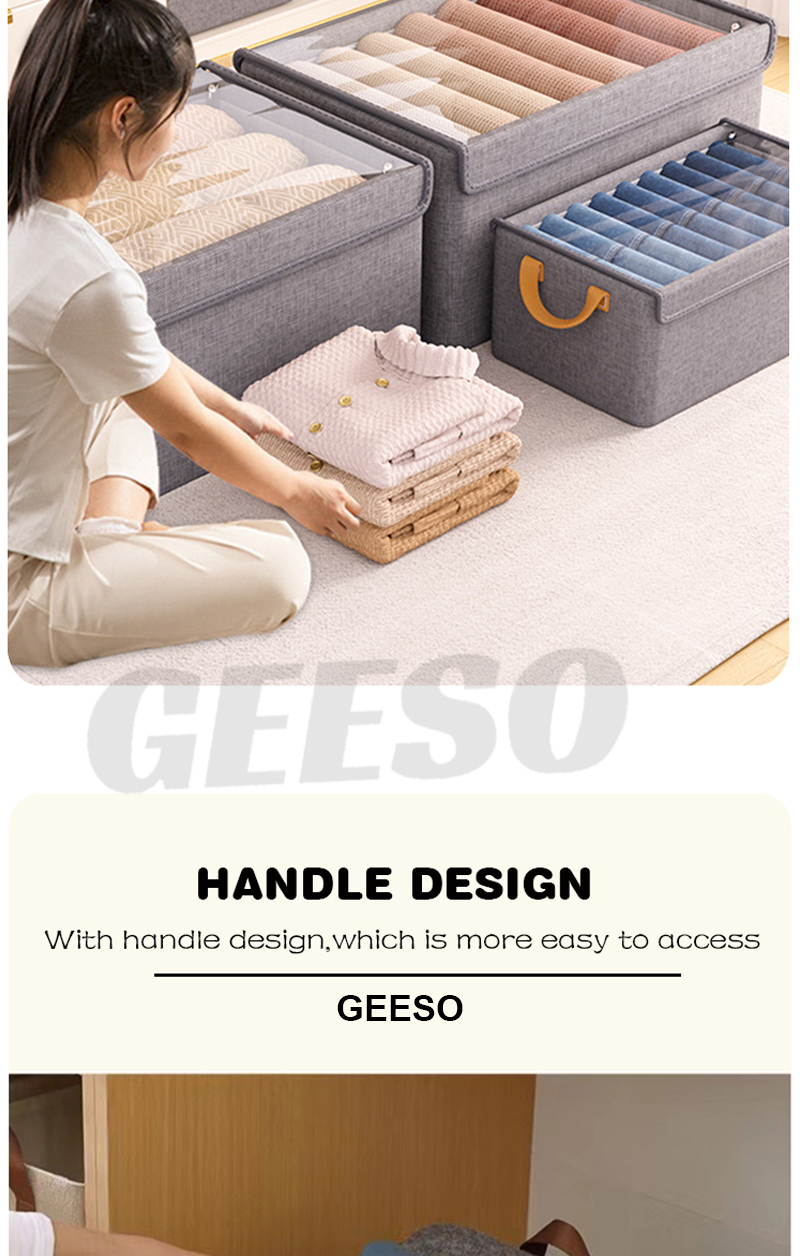GEESO Foldable Clothes Storage Box With Lid Clothes Organizer Kotak ...