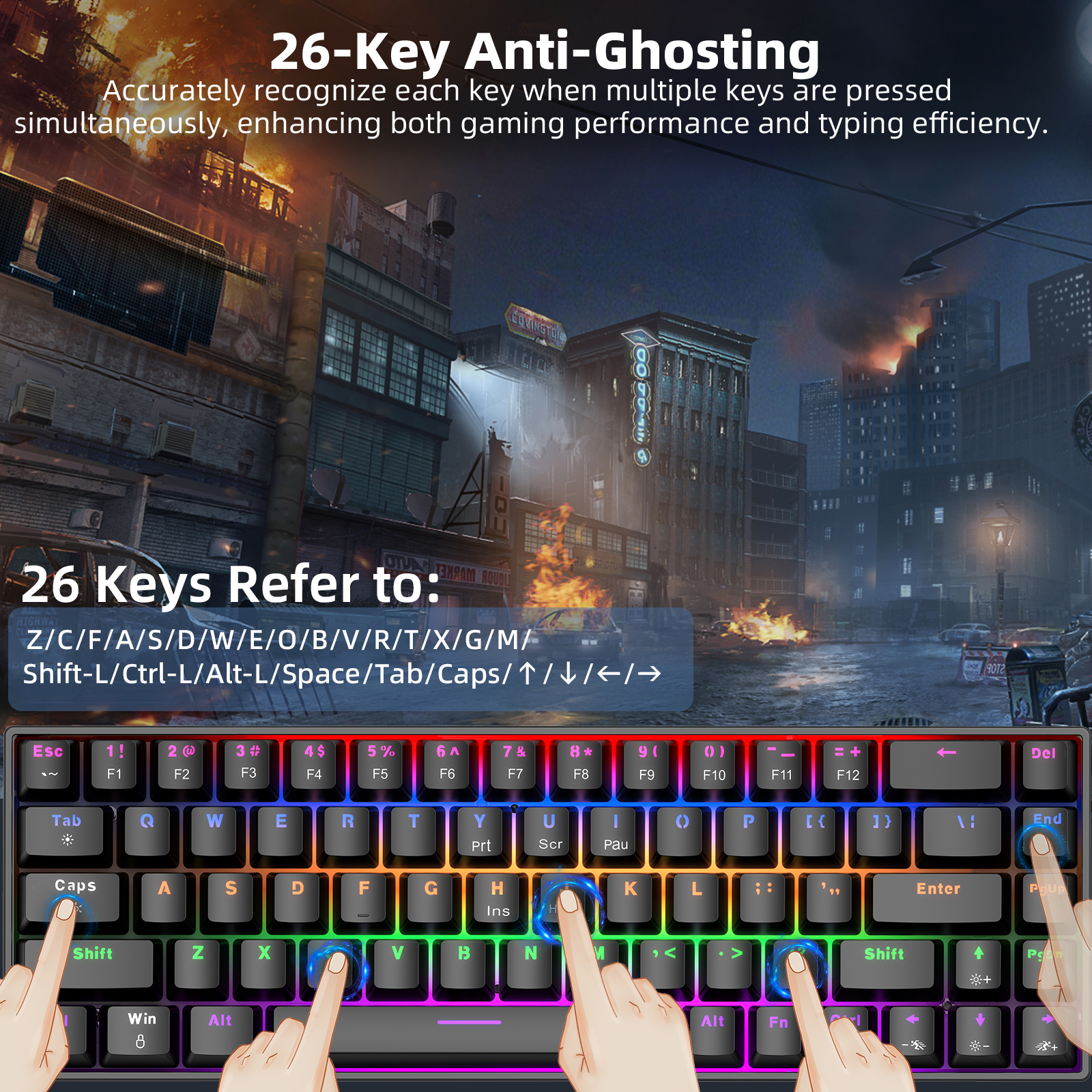 GOOJODOQ Wired 68 Key Mechanical Keyboard 3 Kinds of Mechanical ...