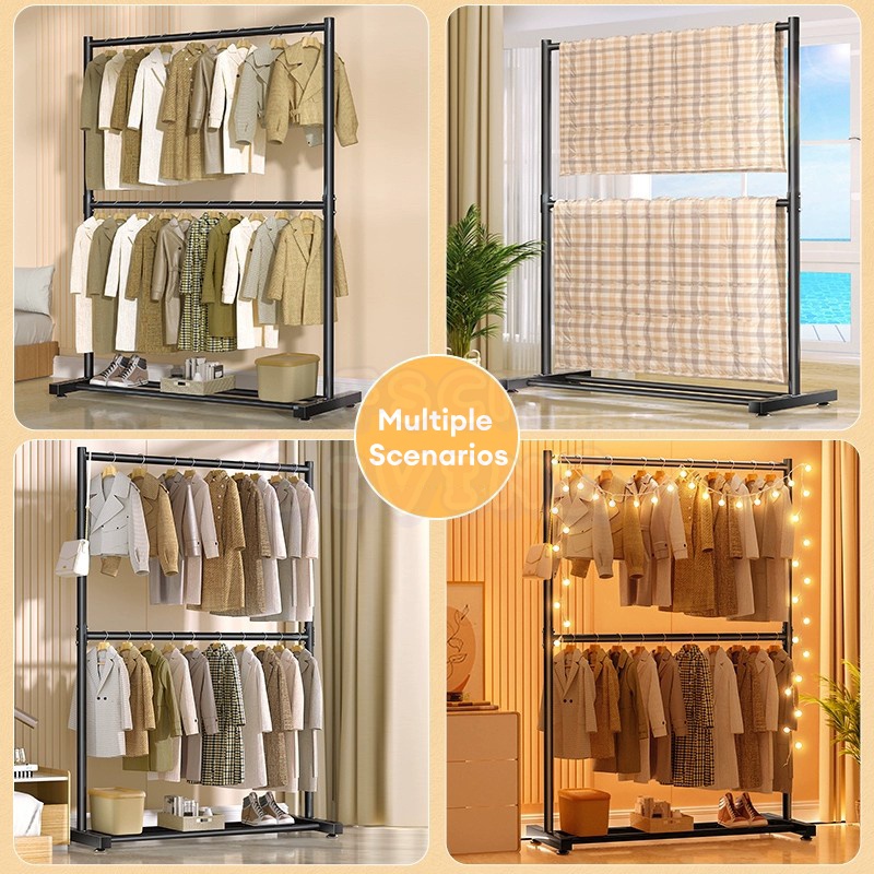 Double Pole Clothes Rack Ampaian Baju Penyangkut Baju Clothing Drying ...