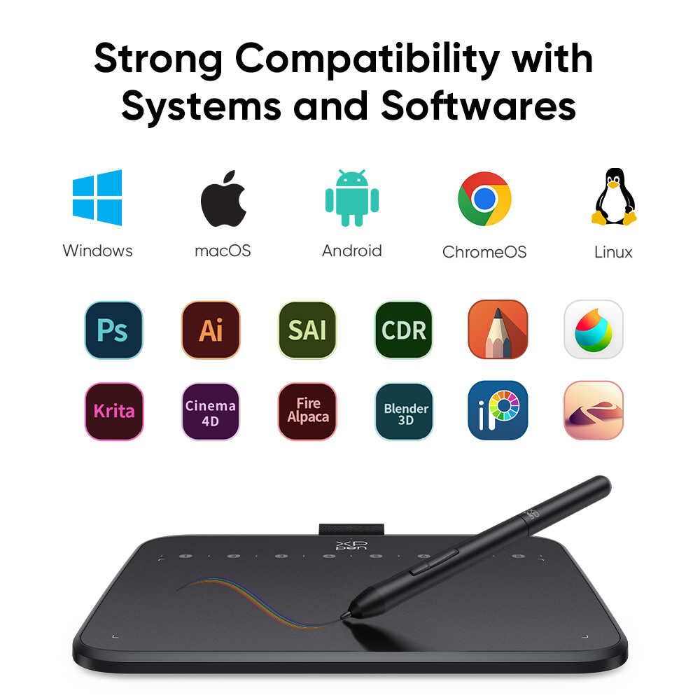 XPPen Deco 640 Drawing Tablet With 16384 Pressure Levels Stylus (16cm x ...