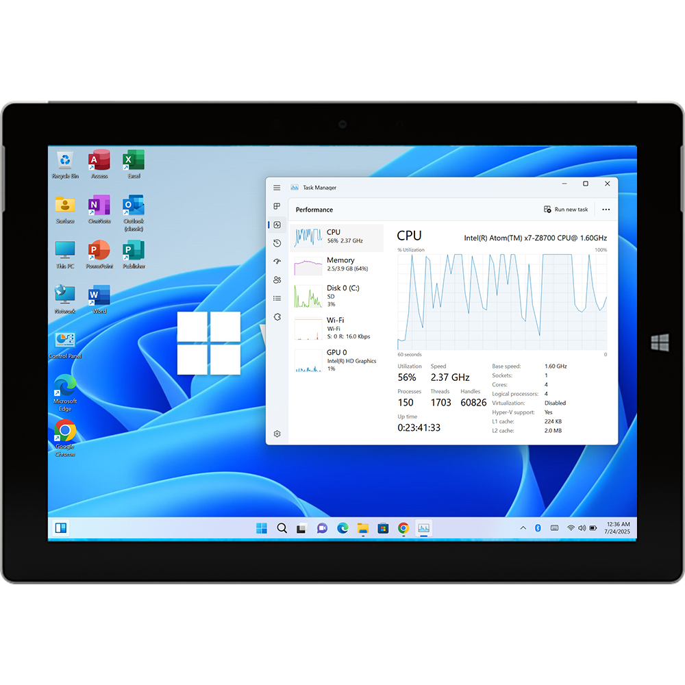 Microsoft Surface3 Intel Z8700 Quad-Core 1.6GHz 128GB Windows 11 With ...
