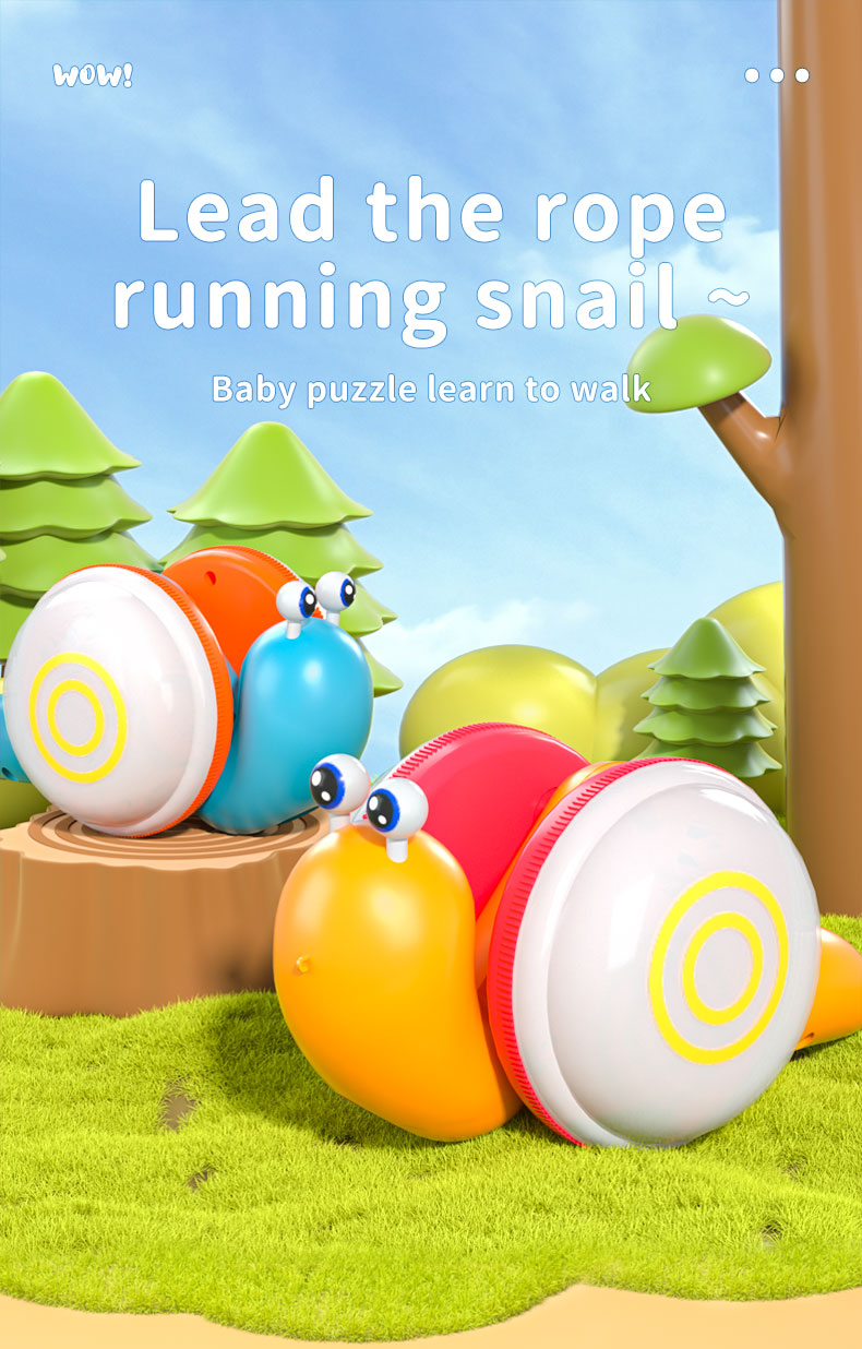 Rope Snail Baby Toy Crawling Electric Pull with Sound Light for ...