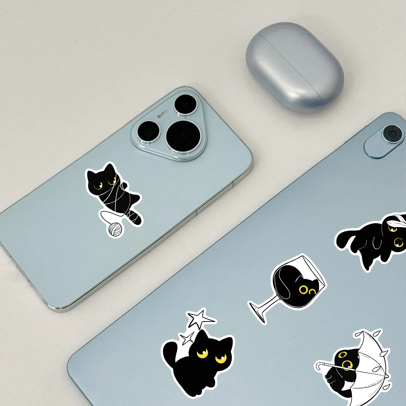 50PCS Cute Black Cat Daily Life Cartoon Stickers For Kids Waterproof ...