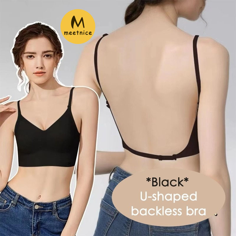 【12 Hour Ship】U-Shaped Backless Women's Thin Cup Bra Girl Steel Ring ...