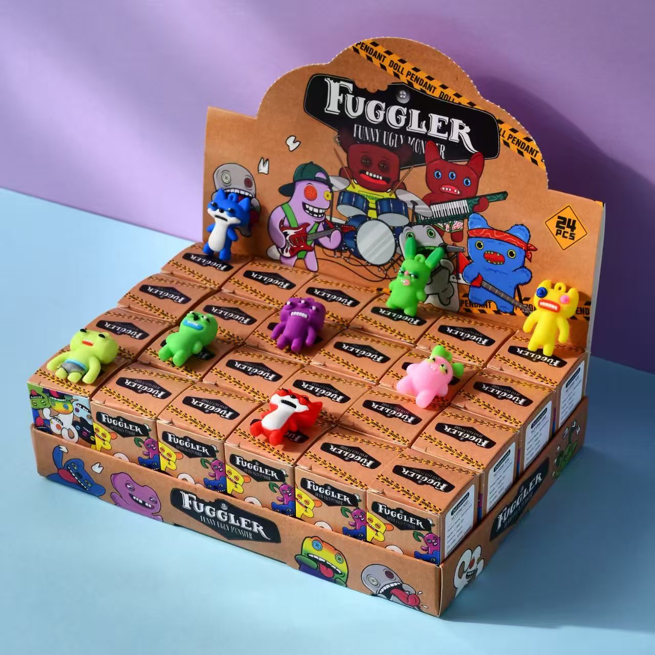 24 fuggler blind box keychain ugly Monster figure keyring funny doll ...