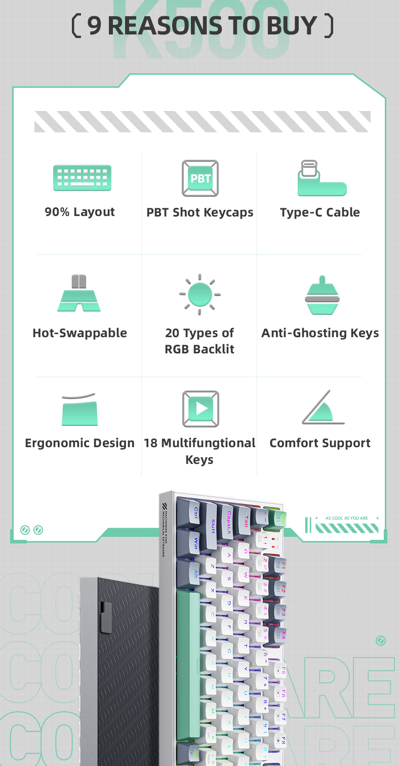 Machenike K500 Series Wired Mechanical Keyboard, Hot-swappable RGB/LED ...