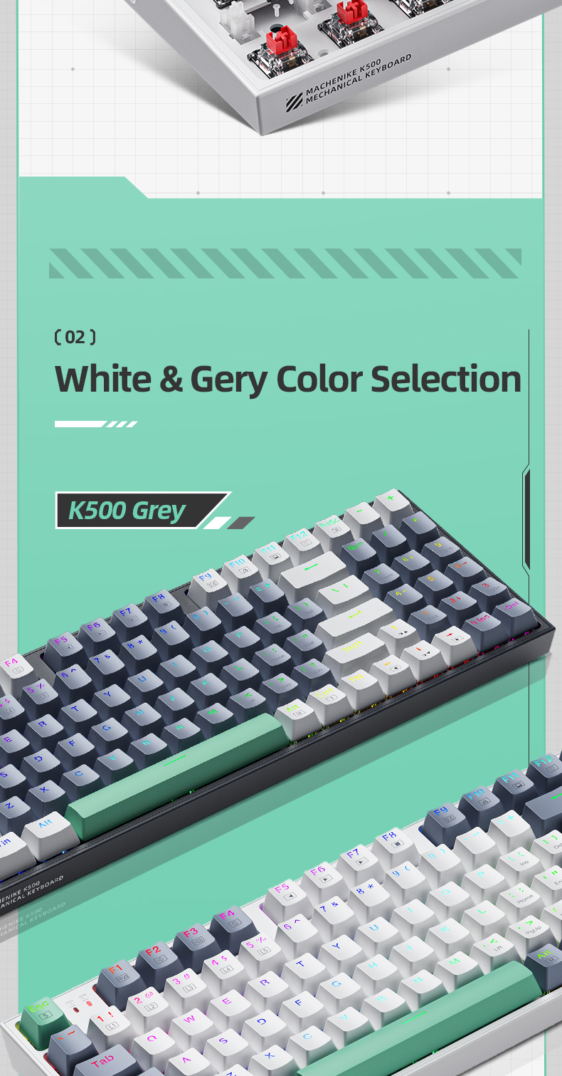 Machenike K500 Series Wired Mechanical Keyboard, Hot-swappable RGB/LED ...