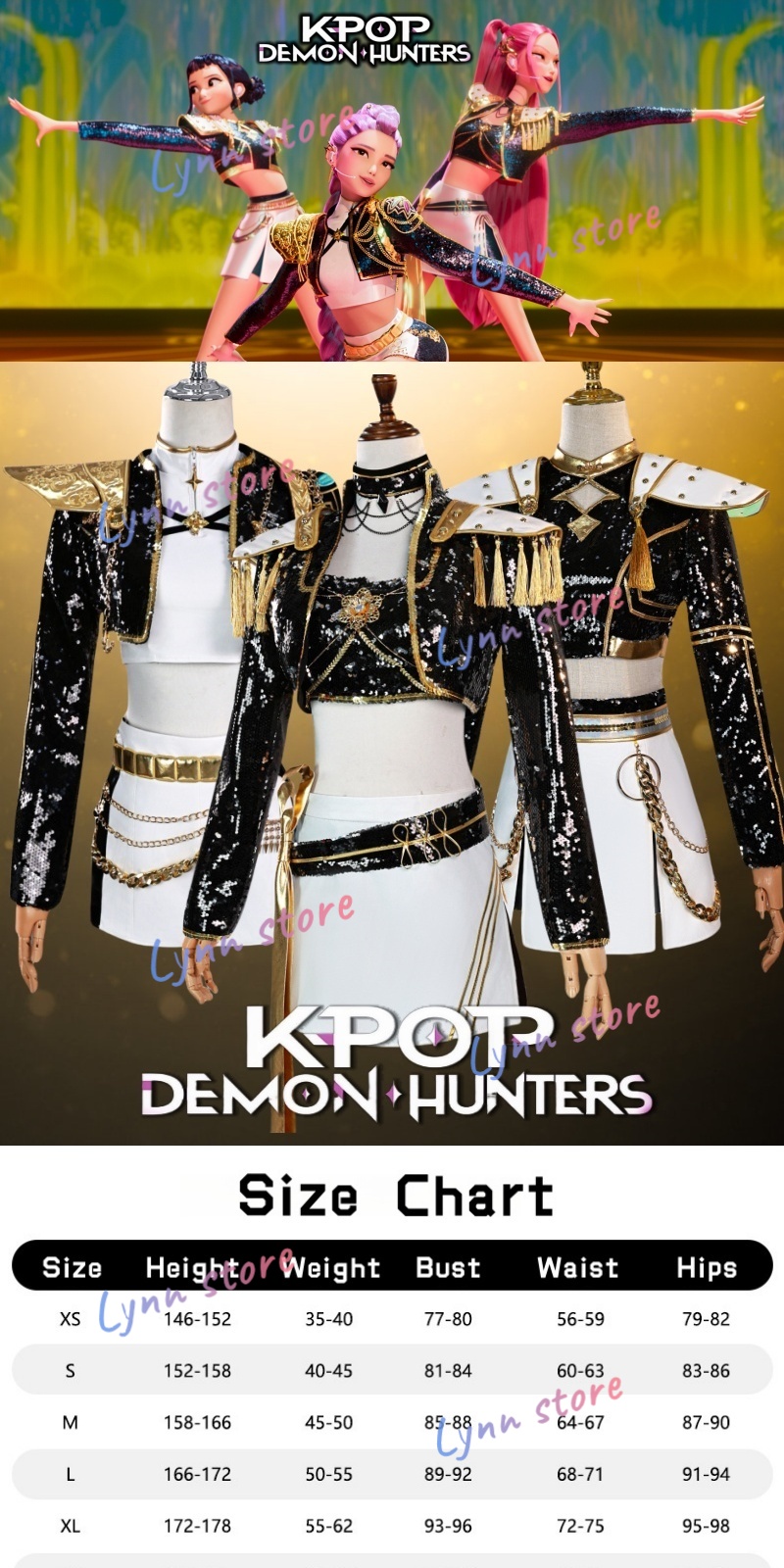 Golden Mira Rumi Zoey Black Jacket White Set Stage Outfits Cosplay Costume