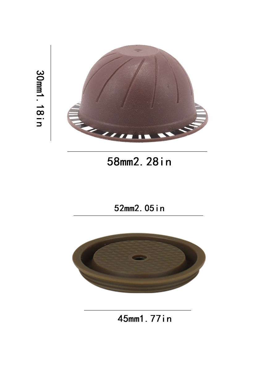 Set of 5 coffee capsule filter shells with silicone sealing caps ...