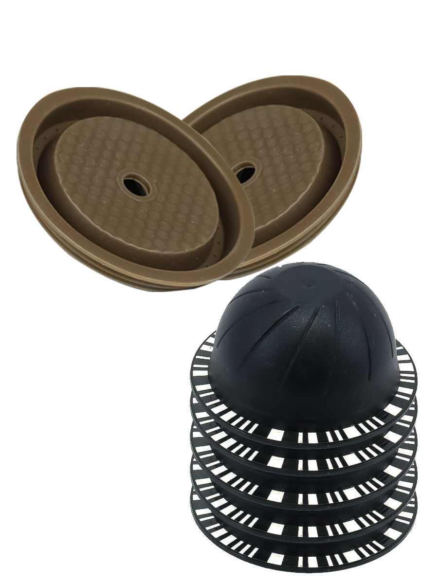 Set of 5 coffee capsule filter shells with silicone sealing caps ...
