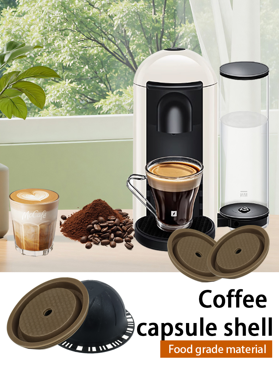 Set of 5 coffee capsule filter shells with silicone sealing caps ...