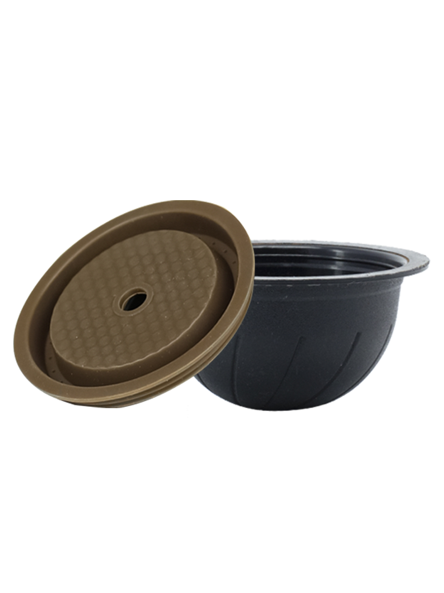 Set of 5 coffee capsule filter shells with silicone sealing caps ...