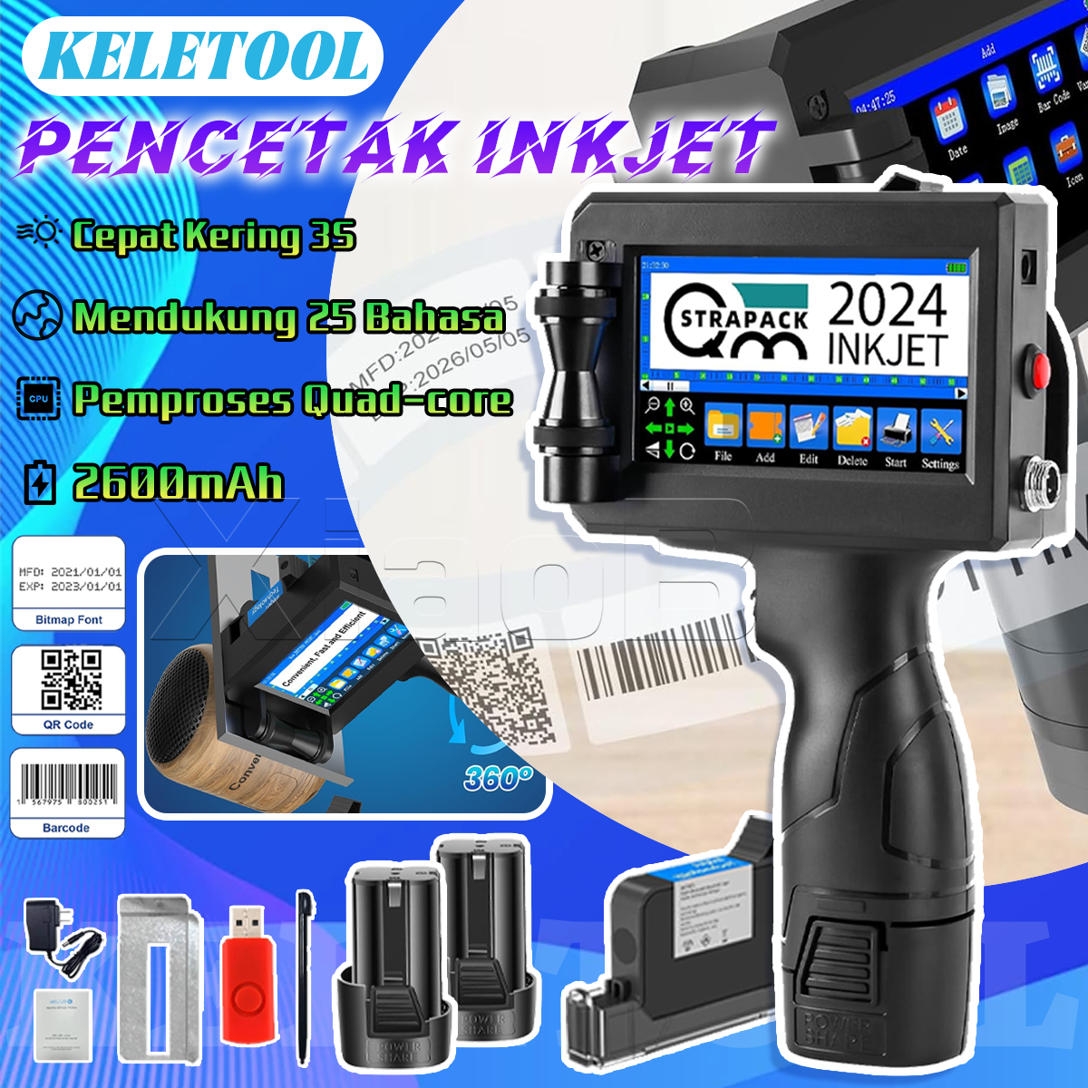 Handheld Inkjet Printer Wireless Inkjet Date Time Coder portable ...