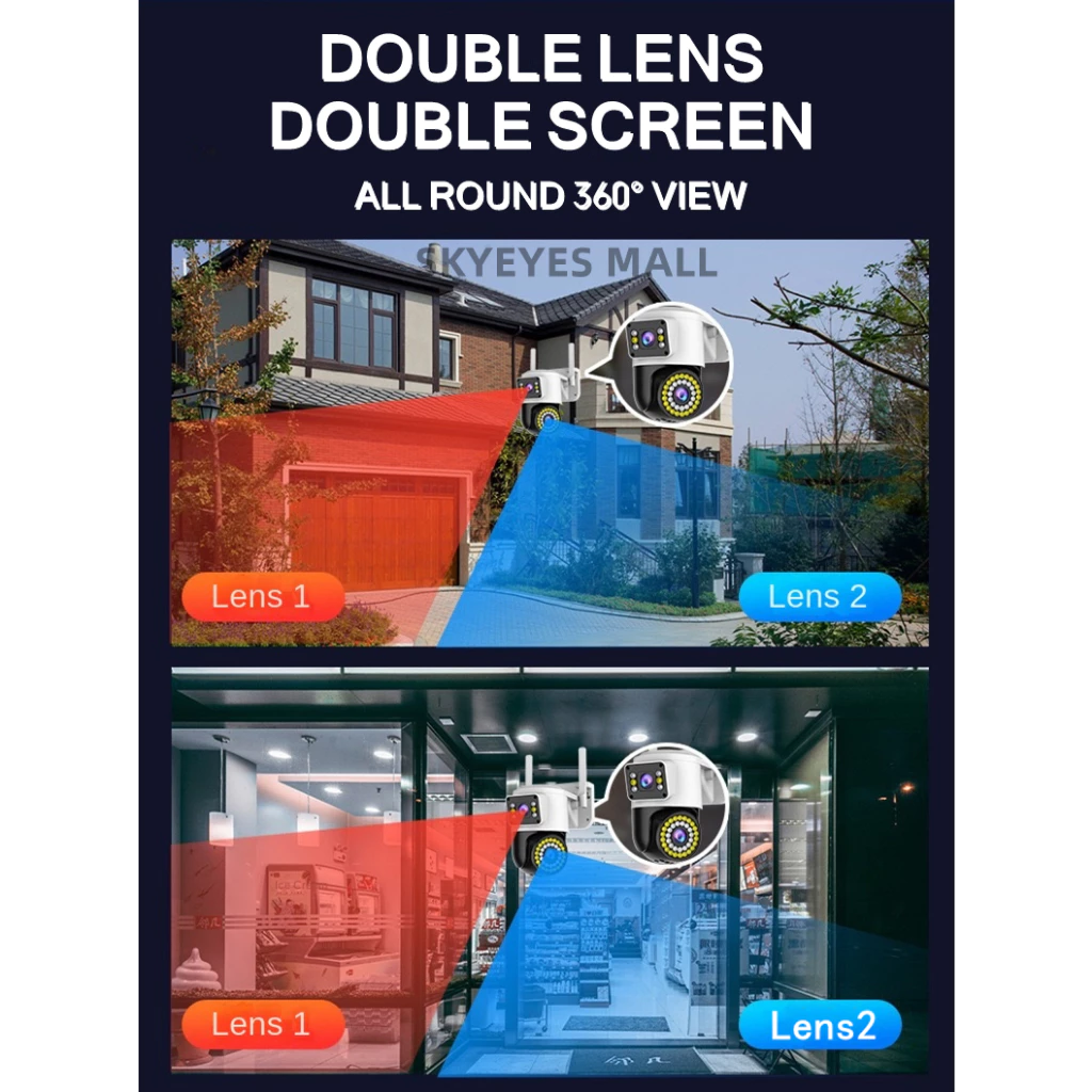 Dual Lens CCTV WIFI Camera Outdoor Waterproof Night Vision Wireless ...