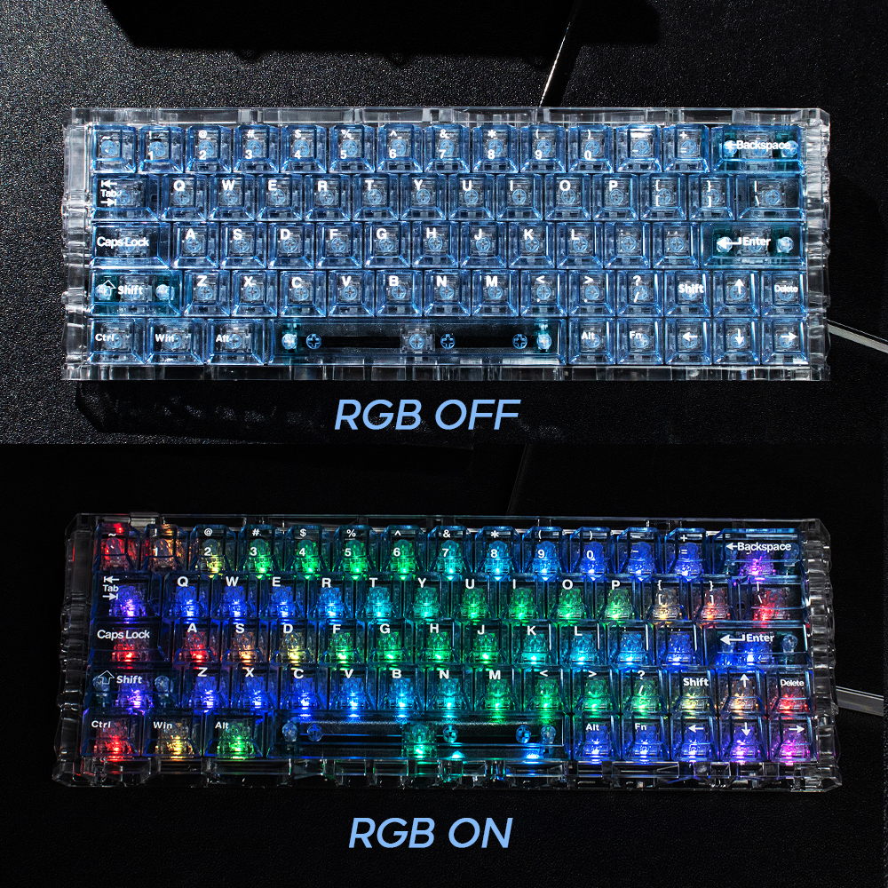 Blue Crystal Transparent Keycaps 128Keys/Set PC Material Cherry Profile ...