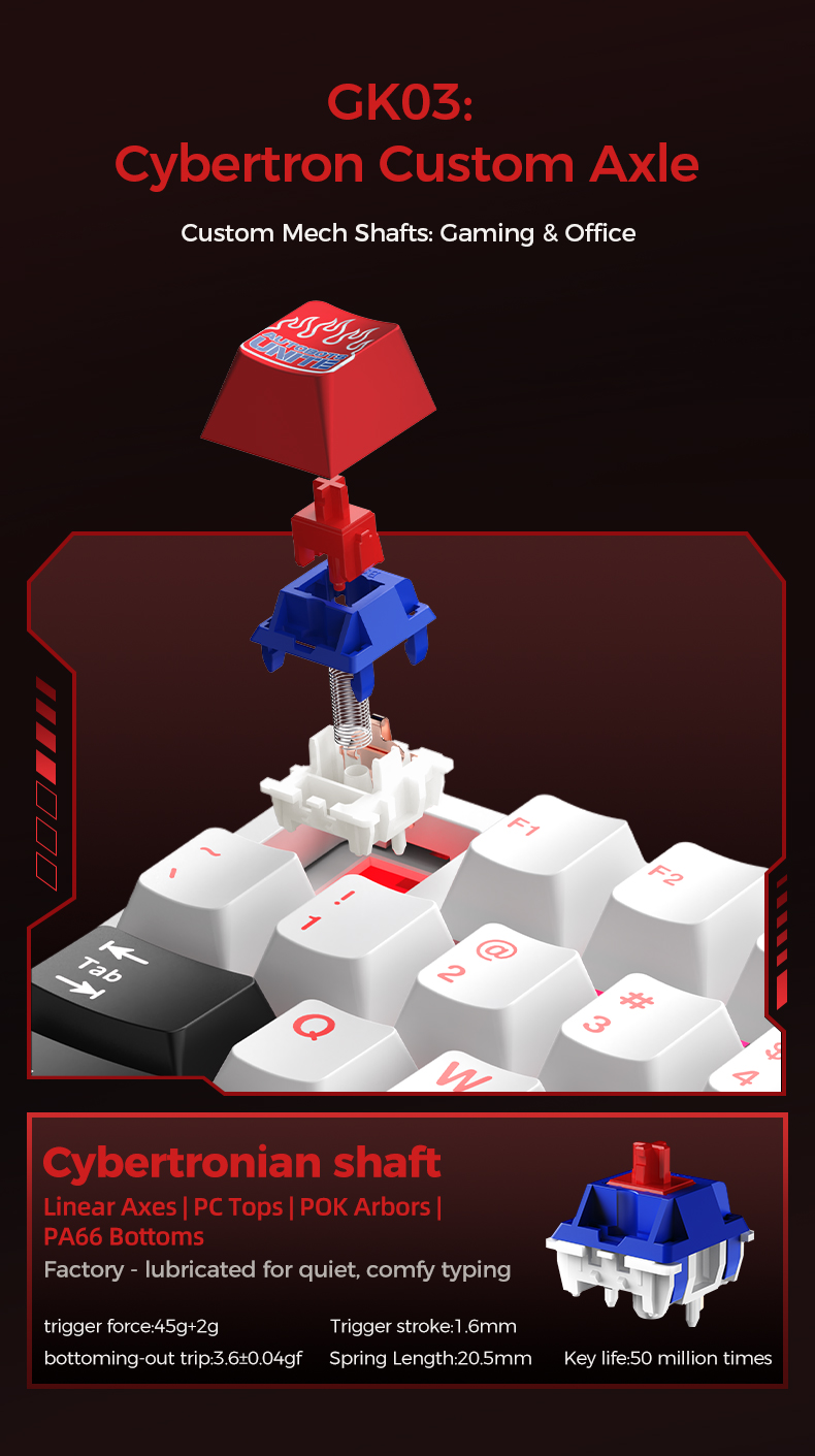 Transformers GK03 RGB Mechanical Gaming Keyboard 81 Keys Tri-Mode ...