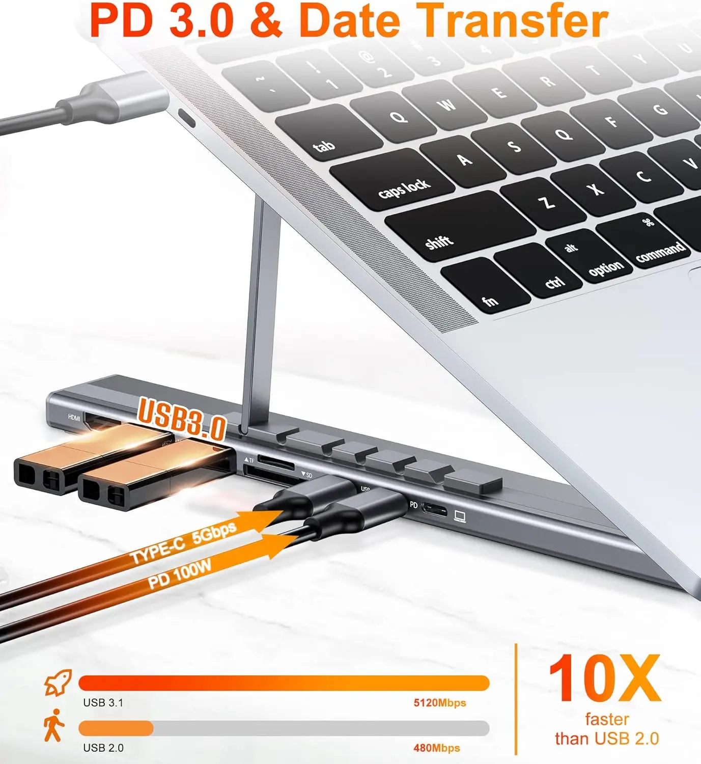 Universal Laptop Stand Bracket 8 in 1 With USB Type-C PD HUB HDMI 4K ...