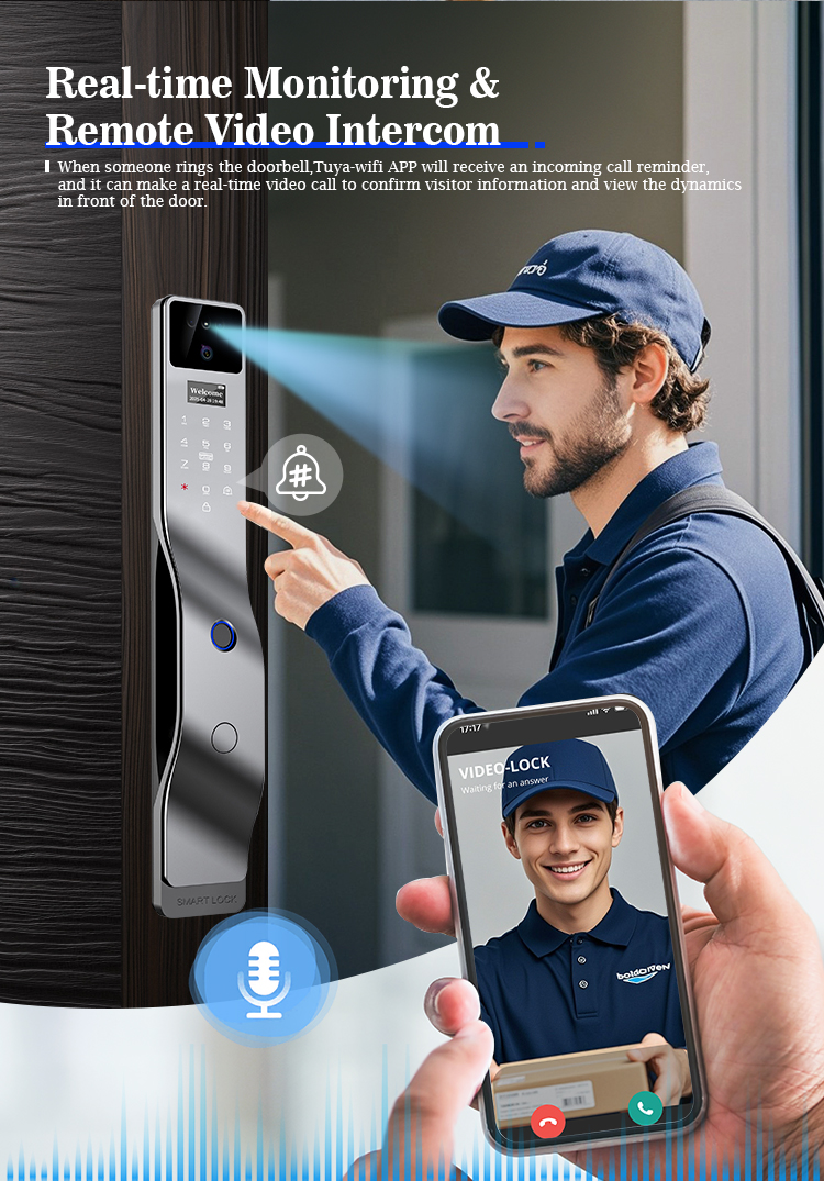 【Local Stock】7 In 1 Tuya Fully Automatic Smart Door Lock with HD Camera ...