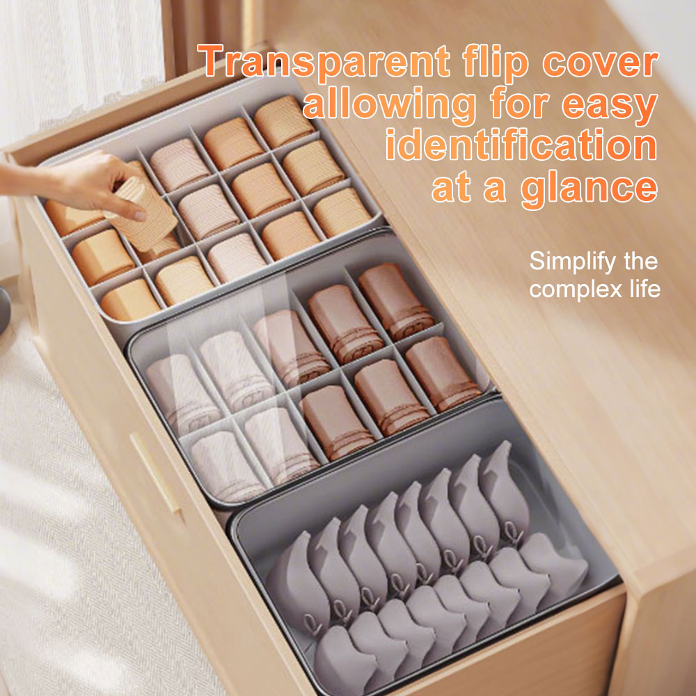 Joybos 15/10/0 Grids Storage Box with Lid Bra Panties Socks Storage Box ...