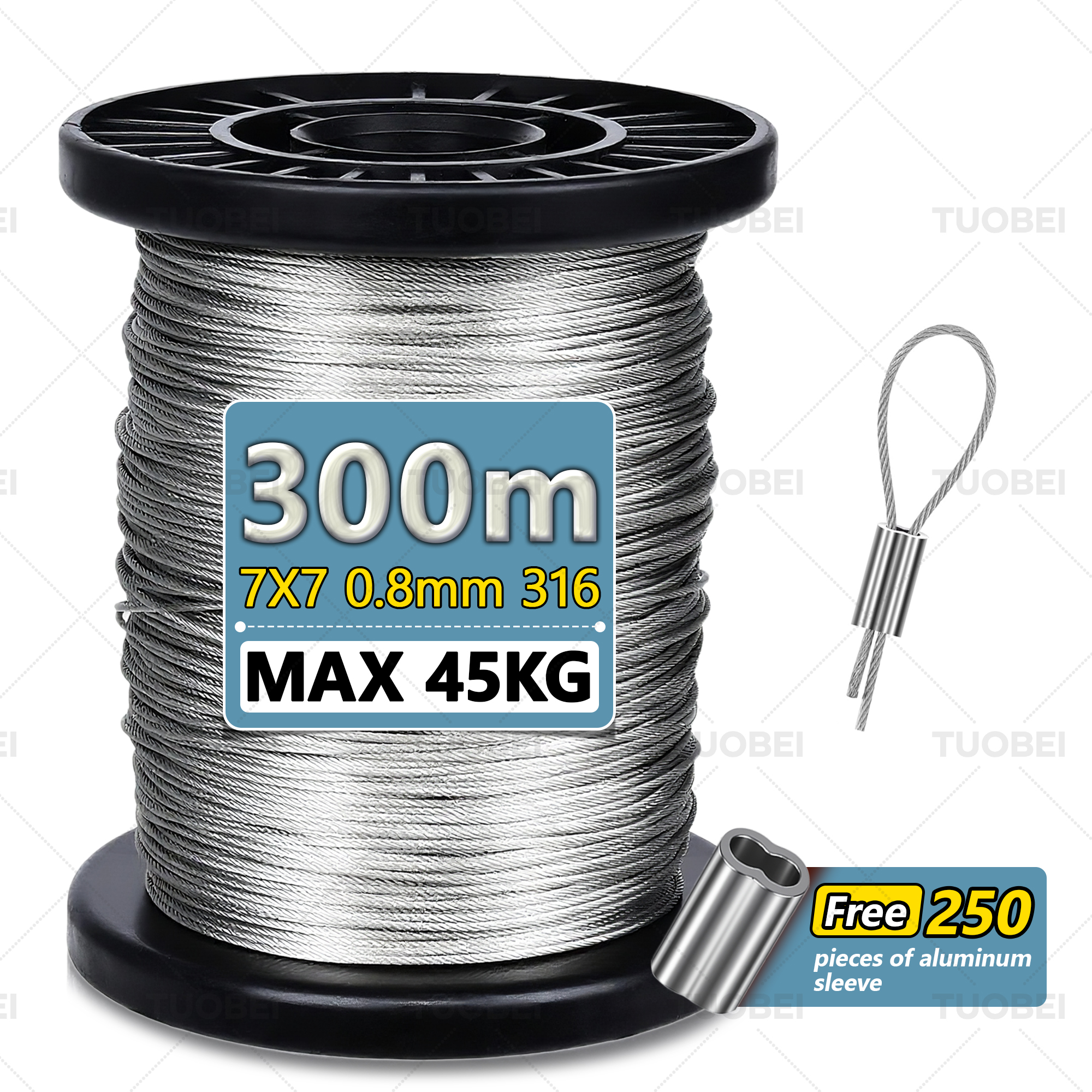 316 stainless steel wire rope, 0.8mm 30m/60m/120m/180m/240m/300m 7x7 ...