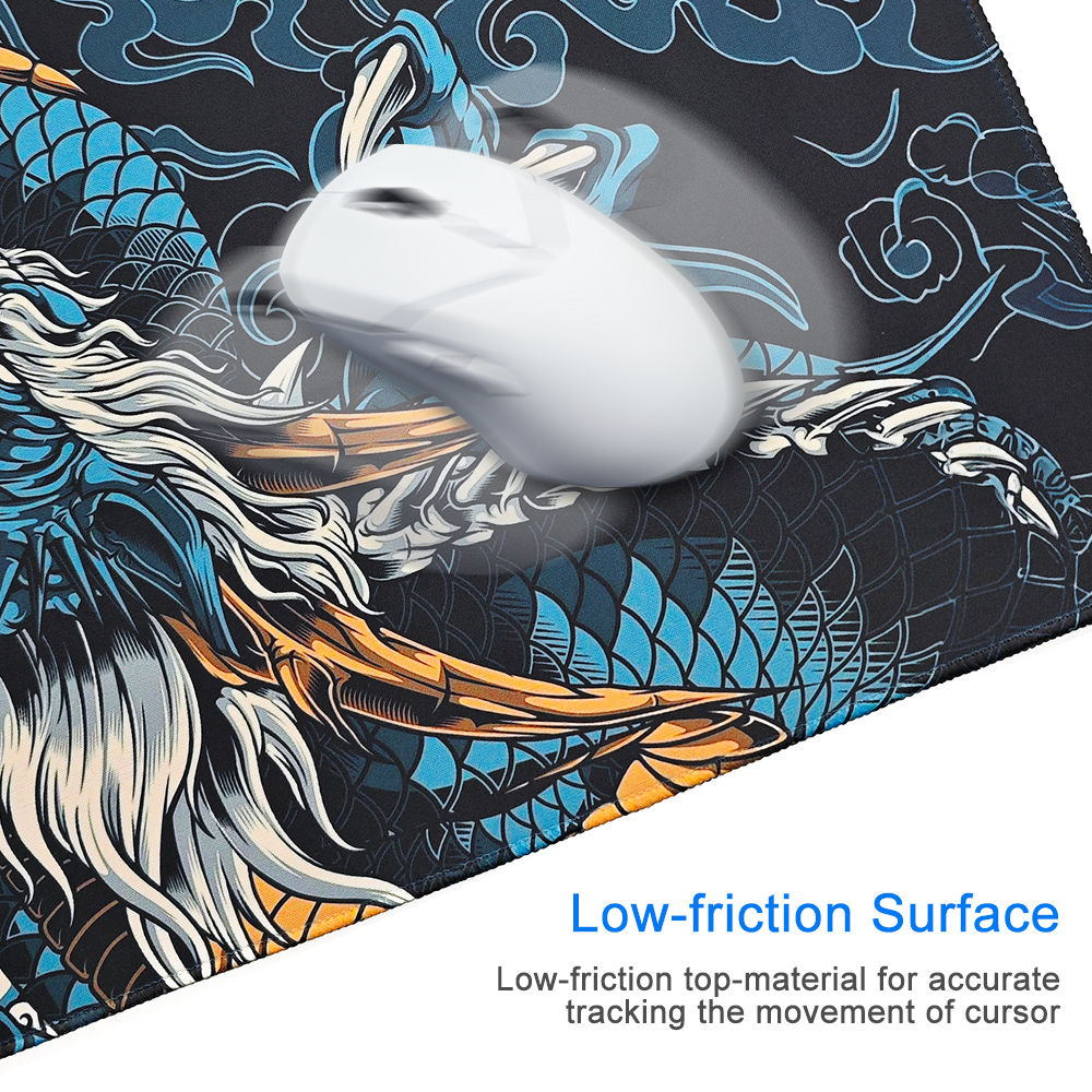 Large Dragon Pattern Mouse Pad with Stitched Edges, Extended Gaming ...