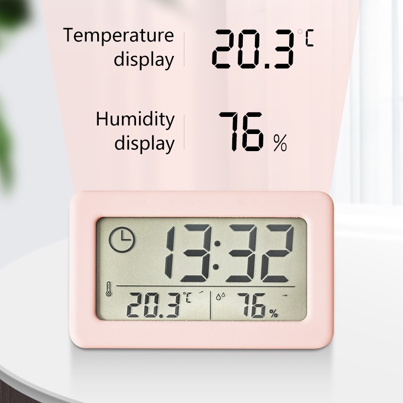 Digital Wall Clock LED Mini Temperature Humidity Display Digital Clock ...