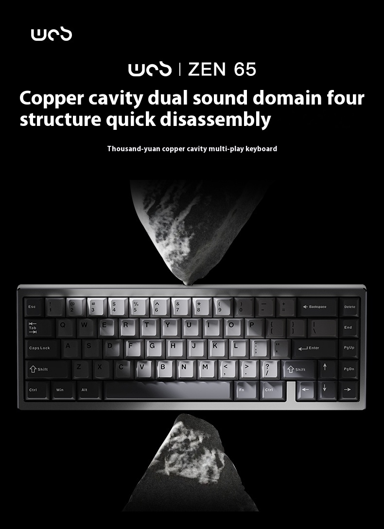 WOB ZEN65 Aluminum Wireless Mechanical Keyboard 65% Hot swappable RGB ...