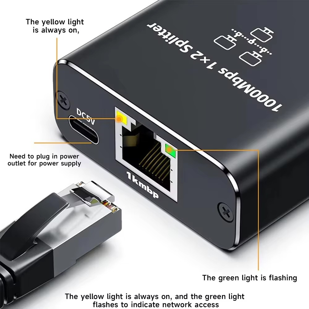 1000Mbps Ethernet Splitter RJ45 LAN Internet Splitter HUB for 1/2/3/4 ...